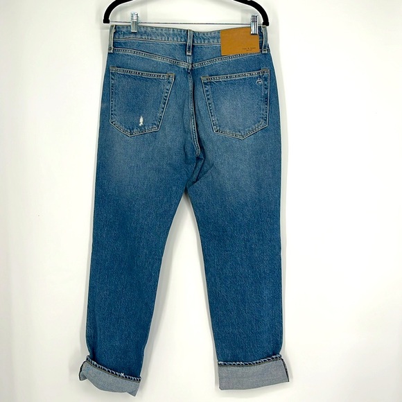 Rag & Bone Boyfriend Jeans Cuffed Rolled Ankle Medium Wash Bristol Distressed 26 - Picture 4 of 16